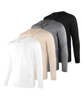 Liloak Mens Long Sleeve T Shirts 3 Pack3 Button Shirts for Men Multi ColorMens Henley Long Sleeve Breathable Tees
