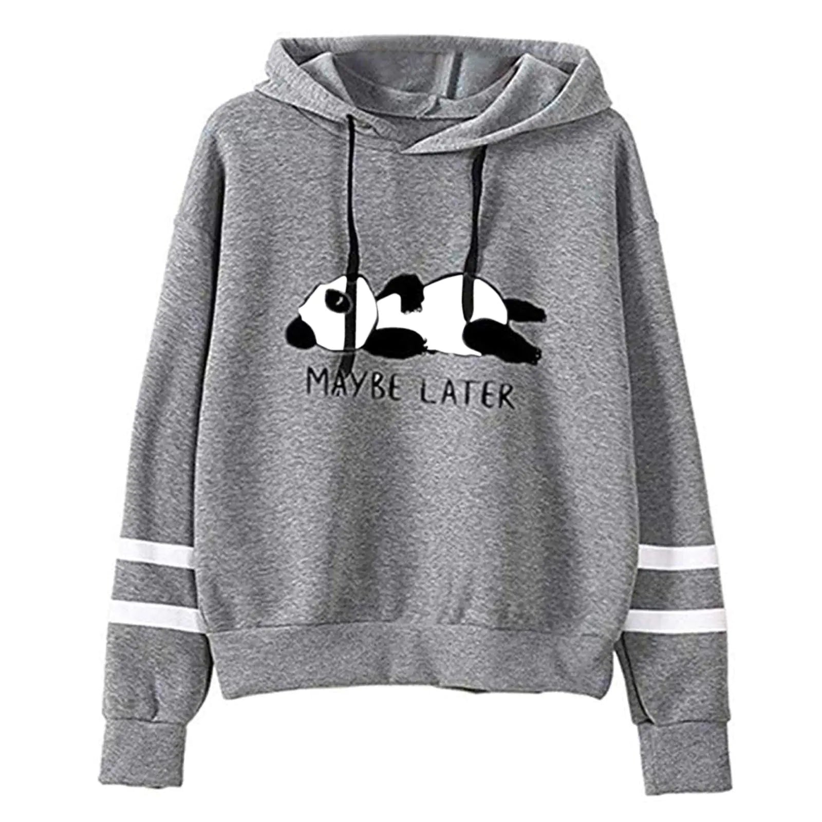 Cute Hoodies for Teen Girls Kawaii Panda Print Hoodies Pullover Tops Long Sleeve Hooded Sweatshirts for Teen Girls Grey